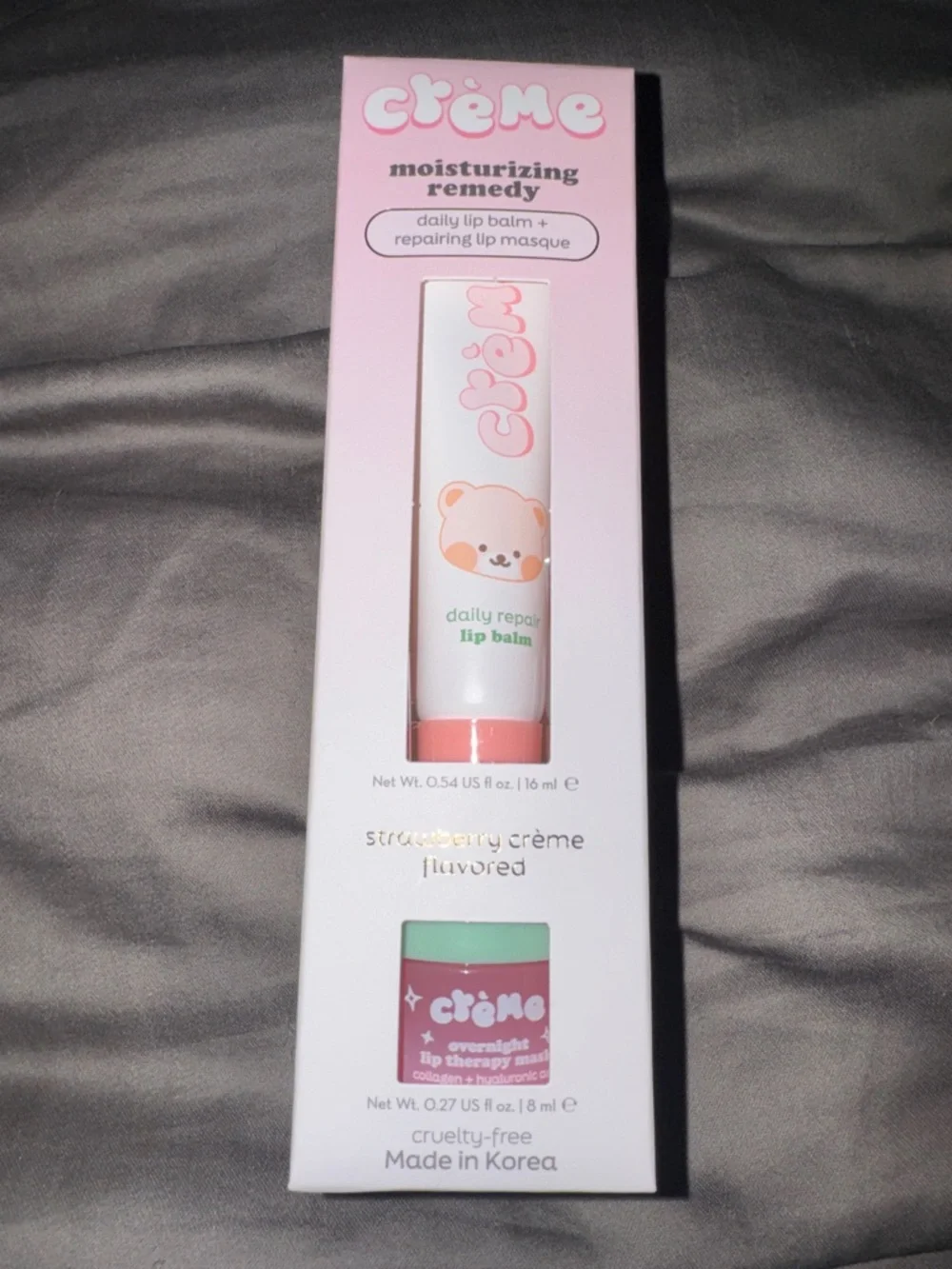 The Crème Shop Strawberry Crème Lip Repair Duo Balm + Mask K-Beauty New